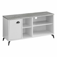 Console, Media Entertainment Center, Storage Cabinet Bedroom, Laminate, Metal, Grey, White,