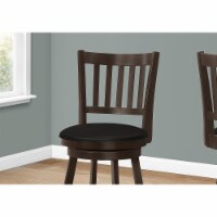 Bar Stool, Set Of 2, Swivel, Kitchen, Wood, Pu Leather Look, Brown, Black, Transitional