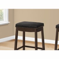 Bar Stool, Set Of 2, Saddle Seat, Kitchen, Wood, Pu Leather Look, Black, Brown, Transitional