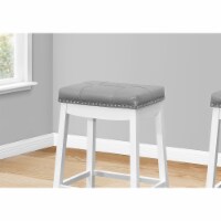 Bar Stool, Set Of 2, Saddle Seat, Kitchen, Wood, Pu Leather Look, White, Grey, Transitional