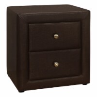 Nightstand, End, Side, Lamp, Storage Drawer, Bedroom Pu Leather Look, Brown, Transitional