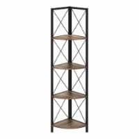 Bookcase, Etagere, Corner, 4 Tier, 60 h, Office, Bedroom, Metal, Laminate, Brown, Black,