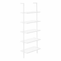 Bookshelf, Bookcase, Etagere, Ladder, 5 Tier, 72 h, Office, Bedroom, Metal, Laminate, White,