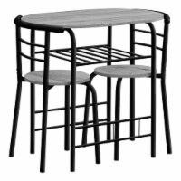 Dining Table Set, 3pcs Set, Small, 32  L, Kitchen, Metal, Laminate, Grey, Black,