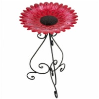 Backyard Expressions Metal 24" Sunflower Bird Bath - Barn Red