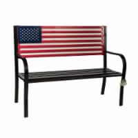 Backyard Expressions American Flag Metal Park Bench