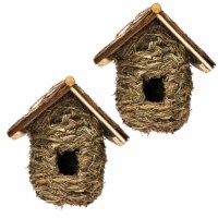 Backyard Expressions 2 Pack of Songbird House Natural Bird Huts, Grass Woven Bird Nest