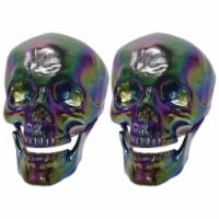 Crazy Bonez Oil Slick Iridescent Finish Skull 2-PK Metallic Horror Halloween Decor Display