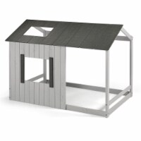 Kid's House Twin Bed - Dark Grey Roof/Light Grey Walls