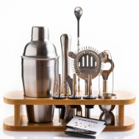 12 Piece Cocktail Shaker Bar Set w/ Bamboo Stand