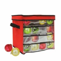 Dyno 12  Red and Clear Square Christmas Ornament Storage Bag
