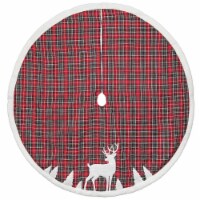 Dyno 48 Red and Black Plaid Reindeer Christmas Tree Skirt