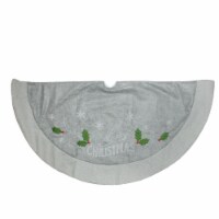 Dyno 48 Gray and Green 'Merry CHRISTMAS' Mottled Tree Skirt with Herringbone Bordered Trim