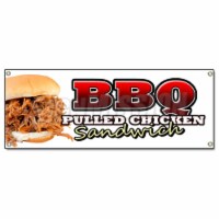SignMission  BBQ Pulled Chicken Sandwich Banner Sign - BBQ Sauce Slow Cooker Smoked Barbeque