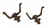 Set of 2 Monkey Shaped Antique Brass Finish Wall Hooks