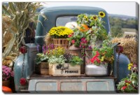 Steamline Art Vintage Truck With Flowers Canvas Wall Art Perspective: Main