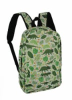 White and Green Dinosaur and Tropical Leaf Backpack