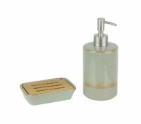 Taupe Ceramic Soap Dish and Lotion Dispenser Kitchen / Bath Accessory Set