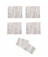 Gray and Gold Chindi Cloth Woven Table Runner With 4 Matching Placemats