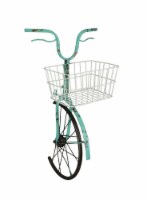 Blue Metal Wall Hanging Bicycle Front Basket Art Home Decor Room Sculpture - Blue Perspective: Main