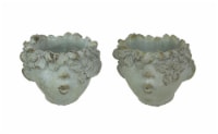 Set of 2 Pucker Up Concrete Head Kissing Face Mini Decor Planters 4 Inch Tall