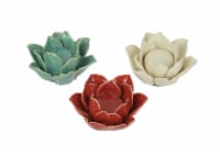 Set of 3 Ceramic Flower Tealight Candle Holders Decorative Votive Light Decor