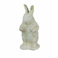 Alice in Wonderland White Rabbit Antiqued White Finish Solid Cement Statue 14 Inch