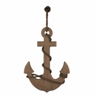 Coastal Brown Ship's Anchor Nautical Wall Hanging Rope Accents 18.25 Inches High - Brown