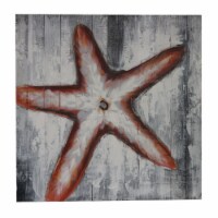 24 Inch Square Starfish Design Oil Painting On Stretched Canvas