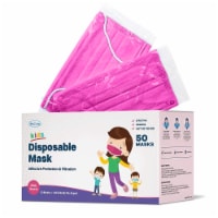 WeCare  Individually Wrapped Disposable Kids Face Masks,  50 Pack, Pink