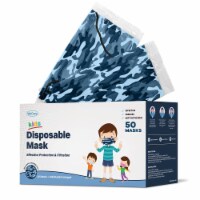 WeCare Individually Wrapped Kids Face Masks, Pack of 50, Blue Camo