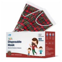WeCare Individually Wrapped Kids Face Masks, Pack of 50, Red Plaid