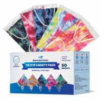 WeCare  Individually Wrapped Disposable Face Masks, 50 Pack, Assorted Tie Dye