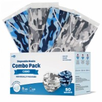 WeCare  Individually Wrapped Disposable Face Masks, 50 Pack, Camo Combo