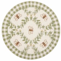 Safavieh HK55A-3R 3 ft. x 3 ft. Round Country & Floral Chelsea Ivory & Green Hand Hooked Rug