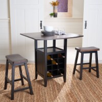 SAFAVIEH Casey 3 Pc Set Drop Leaf Pub Table Brown / Black