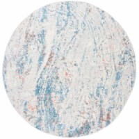 SAFAVIEH Tulum Collection TUL210A Ivory / Blue Rug 6-7 X 6-7 Round