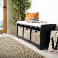 SAFAVIEH Lonan Wicker Storage Bench Black