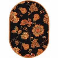 Safavieh HK209C-5OV 4 ft. - 6 in. x 6 ft. - 6 in. Oval- Country & Floral Chelsea Black And Or