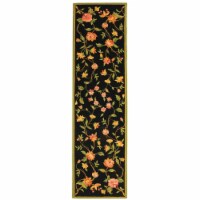 Safavieh HK263B-210 2 ft. - 6 in. x 10 ft. Runner- Country & Floral Chelsea Black Hand Hooked