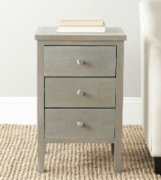 SAFAVIEH Deniz Nightstand With Storage Drawers Ash Grey
