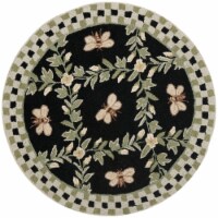 Safavieh HK55B-4R 4 ft. x 4 ft. Round Country & Floral Chelsea Black Hand Hooked Rug