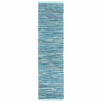 SAFAVIEH Rag Rug RAR121B Handwoven Blue / Multi Rug 2' 3  x 8'