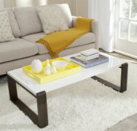 SAFAVIEH Bartholomew Scandinavian Lacquer Coffee Table White / Dark Brown