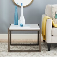 SAFAVIEH Bartholomew Scandinavian Lacquer End Table White / Dark Brown