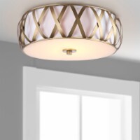 Safavieh LIT4191A 15.4 in. dia. Charing 2 Light Antique Gold Cross Flush Mount, Gold