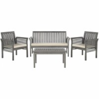 Safavieh PAT7005B Carson 4 Piece Outdoor Set- Grey Wash & Beige