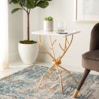 SAFAVIEH Alexa Marble Top Gold Accent Table Gold / White