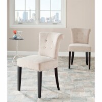 SAFAVIEH Sinclaire 21''H KD Side Chair Set of 2 Silver Nail Head Wheat / Espresso