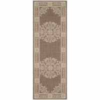 SAFAVIEH Outdoor CY2914-3409 Courtyard Chocolate / Natural Rug 2' 3 x 14'